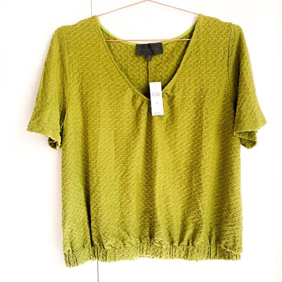 NWT anthropologie sidonie v-neck top green medium - Picture 2 of 9